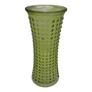 Vintage Green Glass Hobnail Vase Mid Century Modern MCM DPS Dots XL Retro 10"